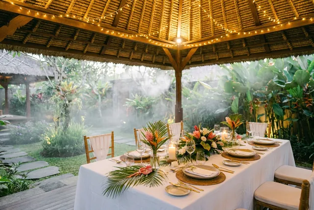 Event and wedding mosquito fogging of a garden venue in Bali