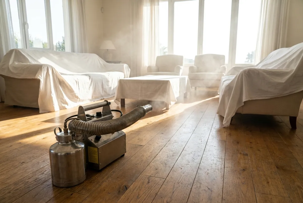 Indoor ULV cold misting inside a Bali villa